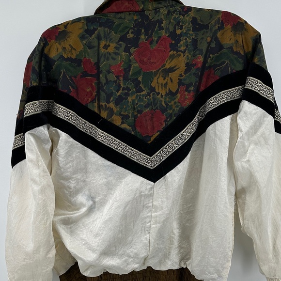 VTG 80s/90s Boho Indications Floral Gold&Cream Oversided Windbreaker Jacket SzM - Picture 13 of 16
